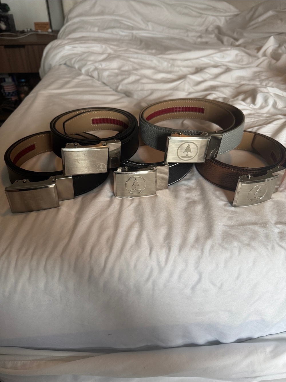 Nexbelt Leather belts - Black x2, Black w/ white stitch, Gray, Browns Cut at 30*